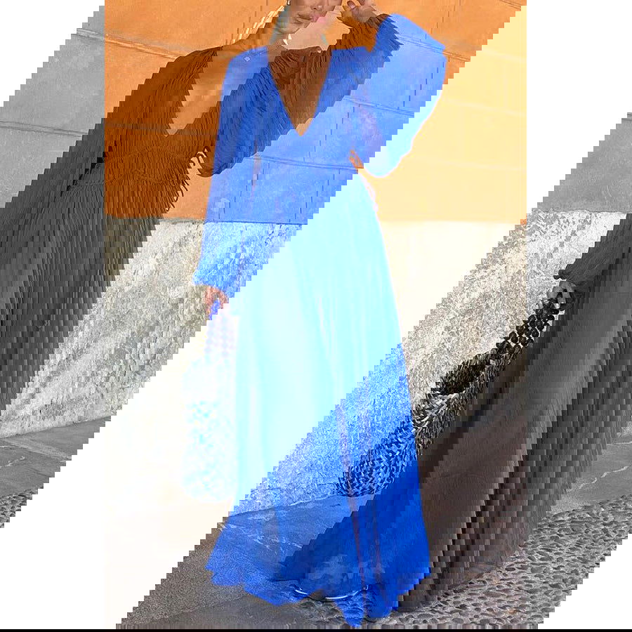 Party Chiffon Dress Loose Vacation Long Sleeve Dress