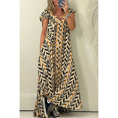 Casual Printed Large Swing Dress Loose Vacation Pocket Dress