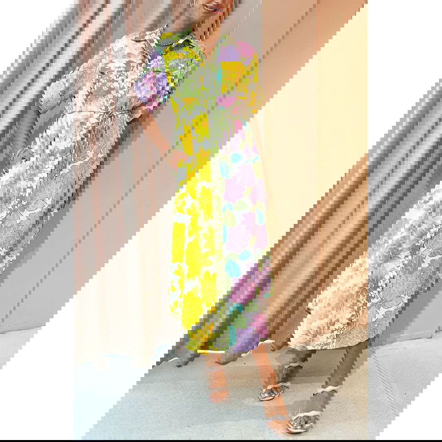 Loose Vacation Dress Casual Short Sleeve Lace up Pocket Dress