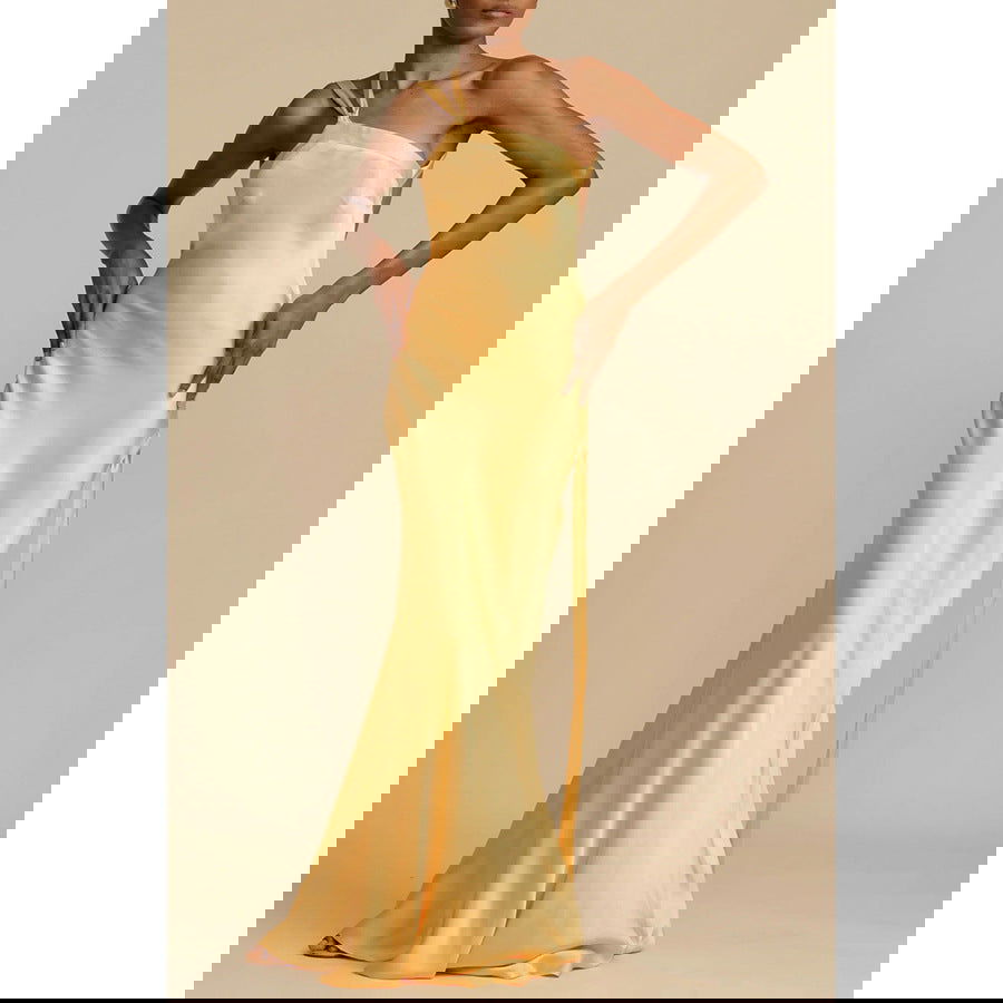 Party Slim Fit Oblique Shoulder Dress Casual Satin Dress