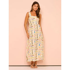 Vestido informal con tirantes y estampado, vestido de vacaciones con cremallera