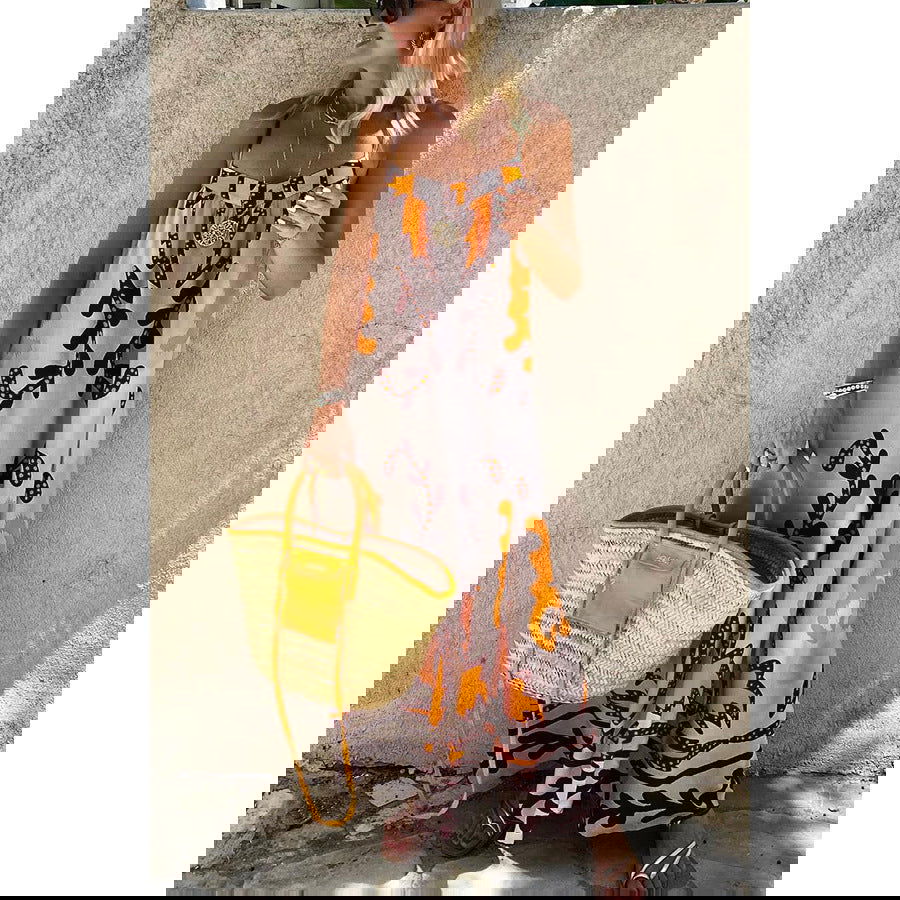 Spaghetti Strap Floral Print Dress Casual Loose Vacation Dress