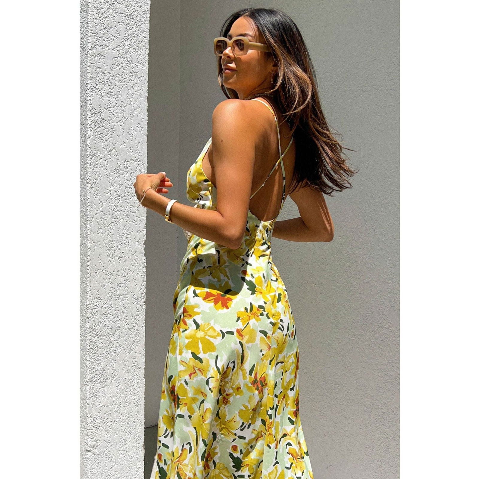 Strap Floral Dress Casual Vacation Backless Dress