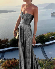 Wrapped Chest Gilding Party Dress Casual Swing Dress