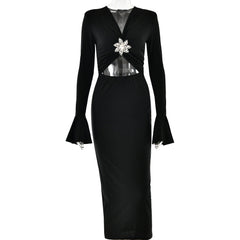 V Neck Bell Sleeve DressElegant Tight Fishtail Dress