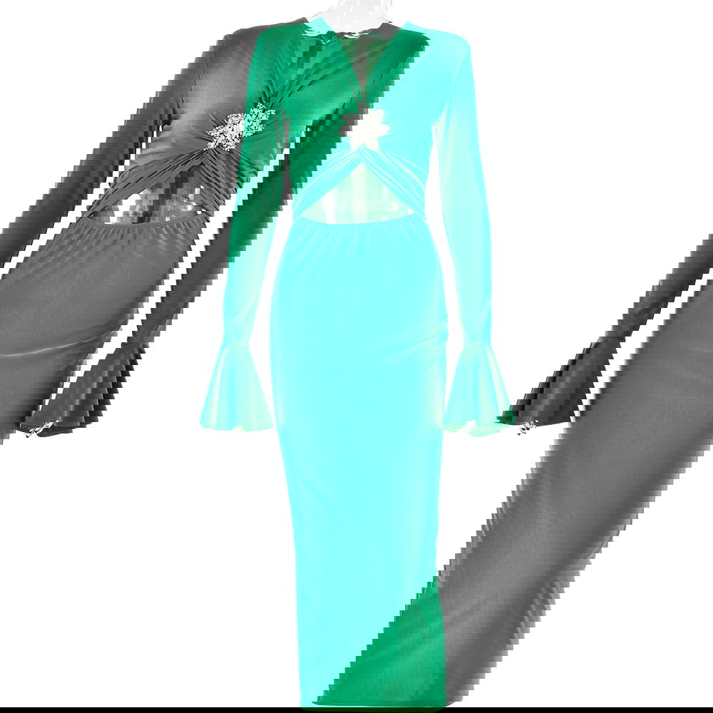 V Neck Bell Sleeve DressElegant Tight Fishtail Dress