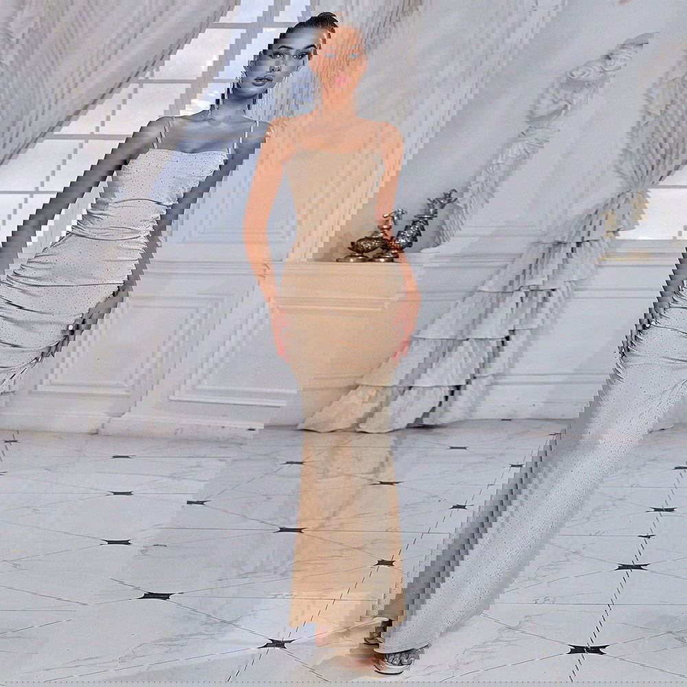 Mesh Silver Party Strap Dress