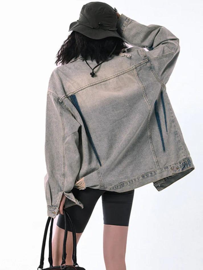 Street Washed Distressed Graffiti Jacke