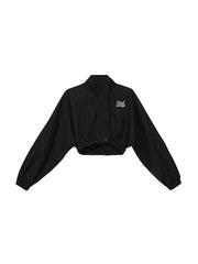 Kurze Jacke mit Reißverschluss und Reverskragen