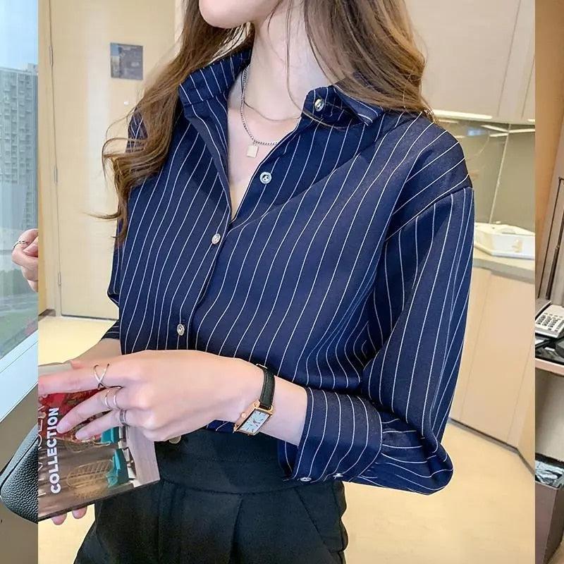 Camisa clásica de manga larga a rayas