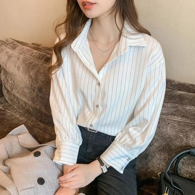 Camisa clásica de manga larga a rayas