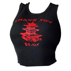 Geripptes Oberteil „Thank You“