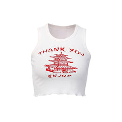Geripptes Oberteil „Thank You“