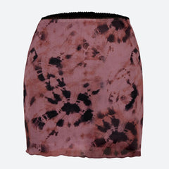 Minirock aus Netzstoff mit Batikmuster