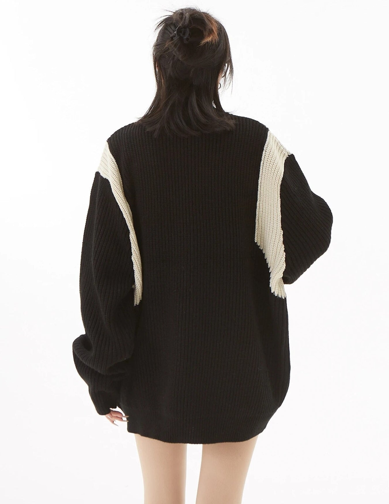 Cárdigan holgado con cuello alto y cremallera