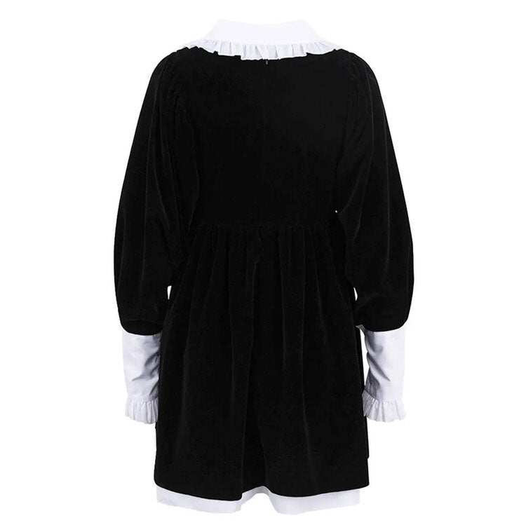 Velvet Collar Mini Black Dress – AmiEmi