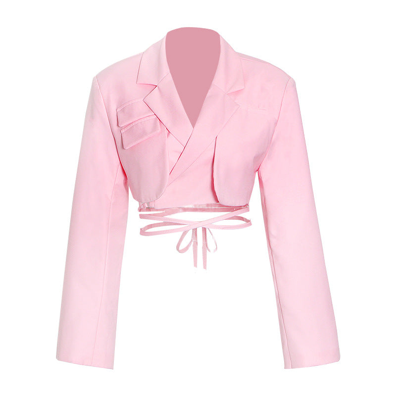 "Claudia" asymmetrical jacket with ties 3 colors