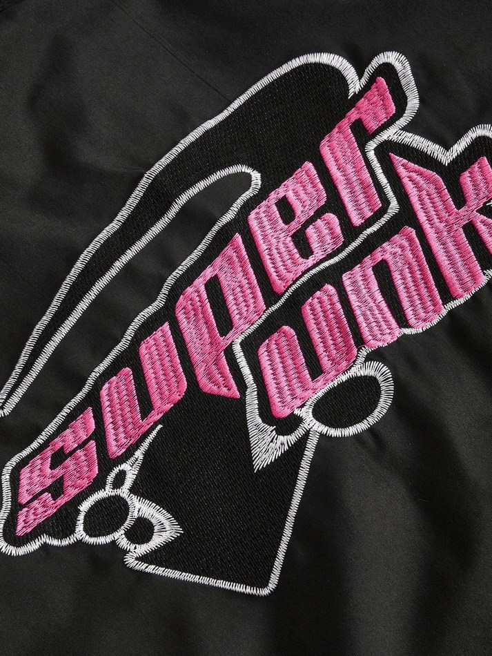 Vintage bestickte Button-Down-Motorrad-Collegejacke