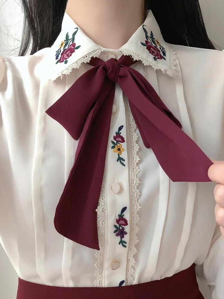 Hemd mit Vintage-Rosenstickerei
