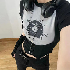 Kurzes Top mit Vinyl-Print