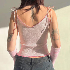 Y2K Schmetterling Rosa Crop Top