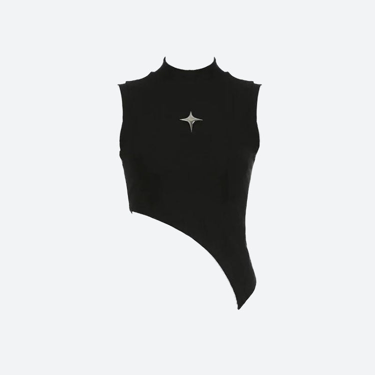 Y2K Asymmetrisches Crop Top aus Cord