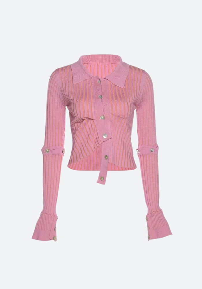 Y2K Crop Cardigan mit abnehmbaren Ärmeln