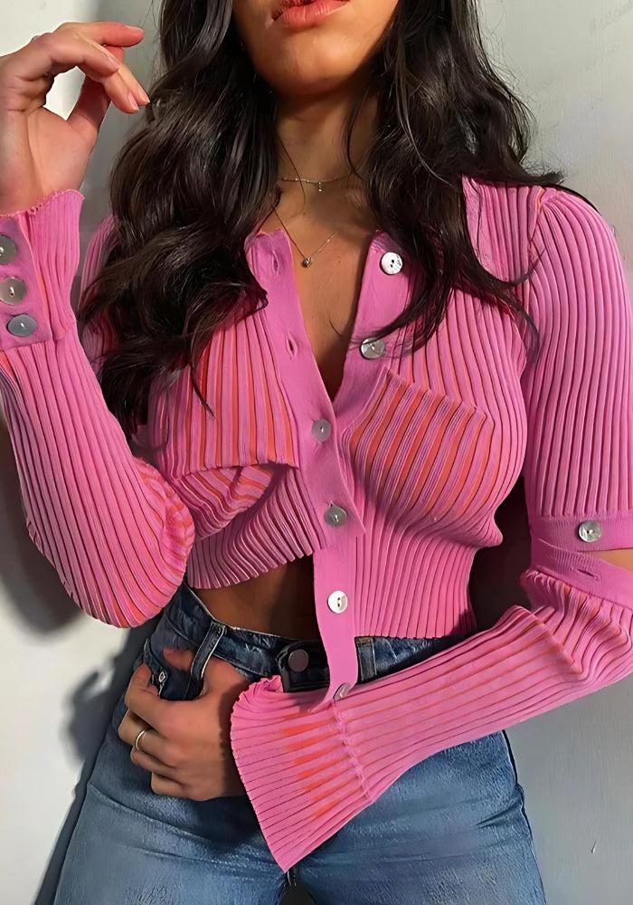 Y2K Crop Cardigan mit abnehmbaren Ärmeln