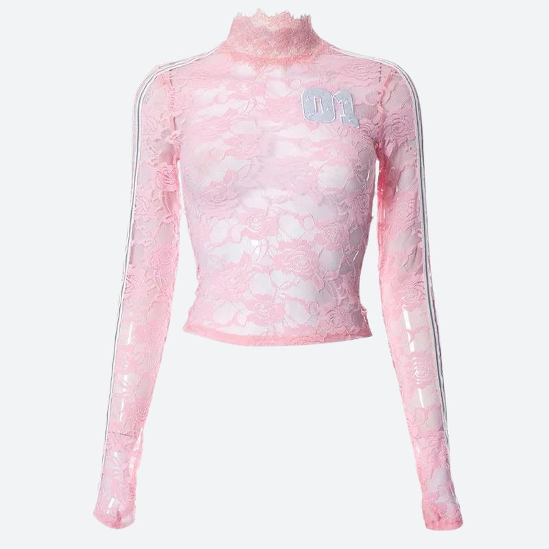 Y2K besticktes Spitzentop