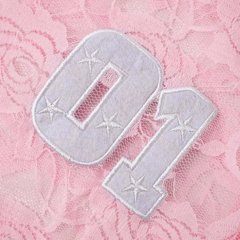Y2K besticktes Spitzentop