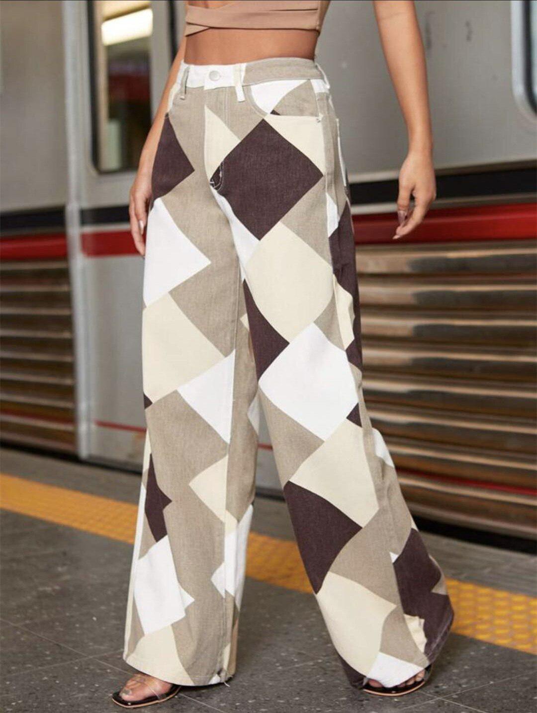 Vaqueros Harlequin de pierna ancha Y2K