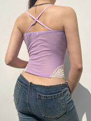 Y2K Crop Top mit Spitzenträgern