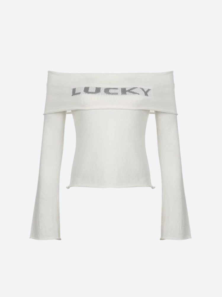 Y2K Lucky Girl Schulterfreies Top