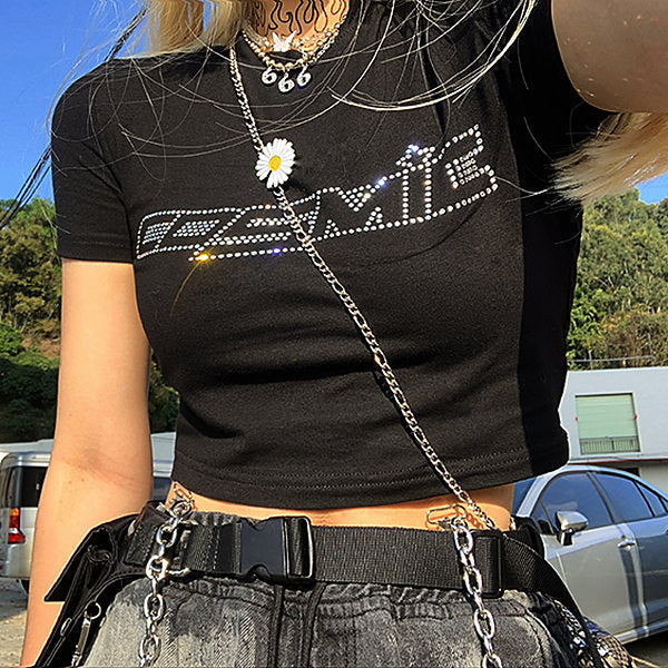 Y2K Strass Cosmic Crop Top