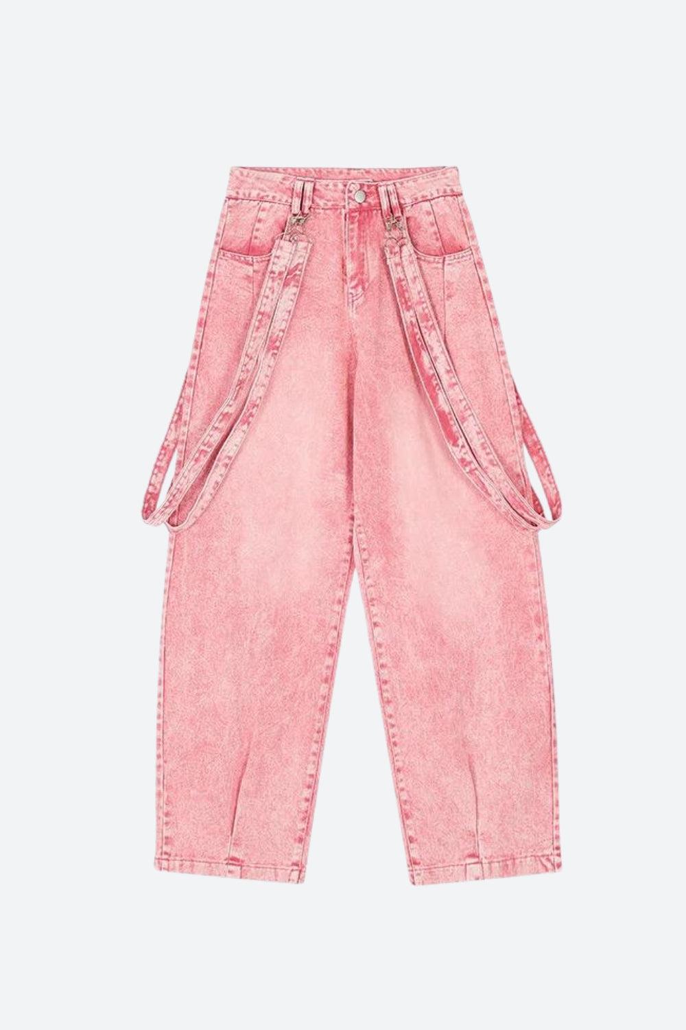 Y2K Soft Girl Double Belted Baggy Jeans