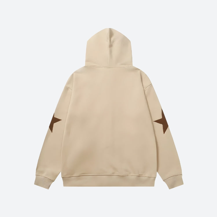 Sudadera con capucha y cremallera con parche de estrella Y2K