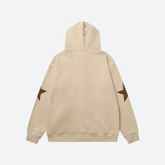 Sudadera con capucha y cremallera con parche de estrella Y2K