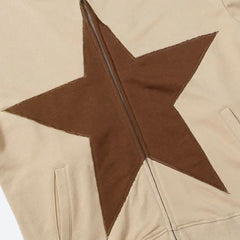 Sudadera con capucha y cremallera con parche de estrella Y2K