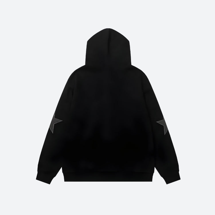Sudadera con capucha y cremallera con parche de estrella Y2K