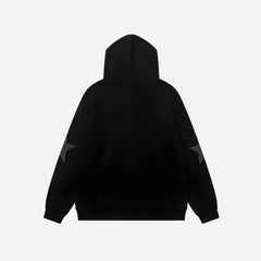 Sudadera con capucha y cremallera con parche de estrella Y2K
