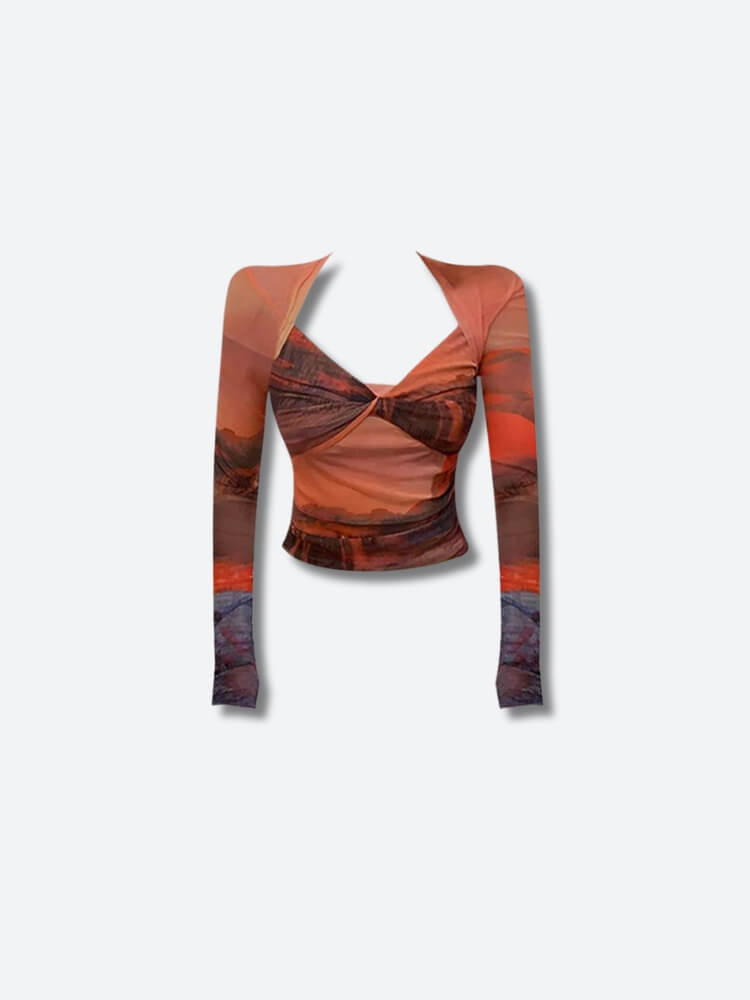 Y2K Sonnenuntergang Mesh Top