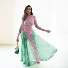 Mesh Panel Color-Block Dress