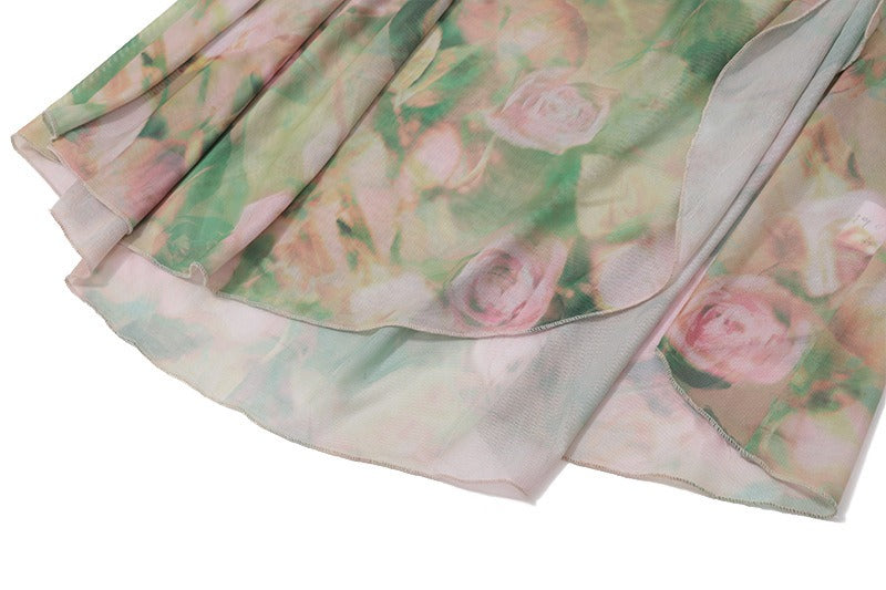 Sleeveless Floral Print High Waist Split Maxi Dress