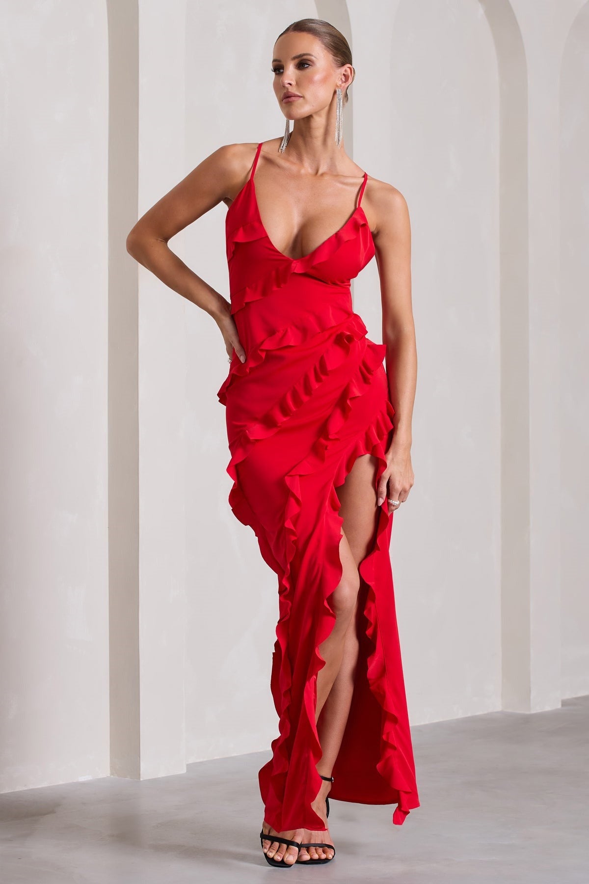Vneck Ruffled Maxi Dress