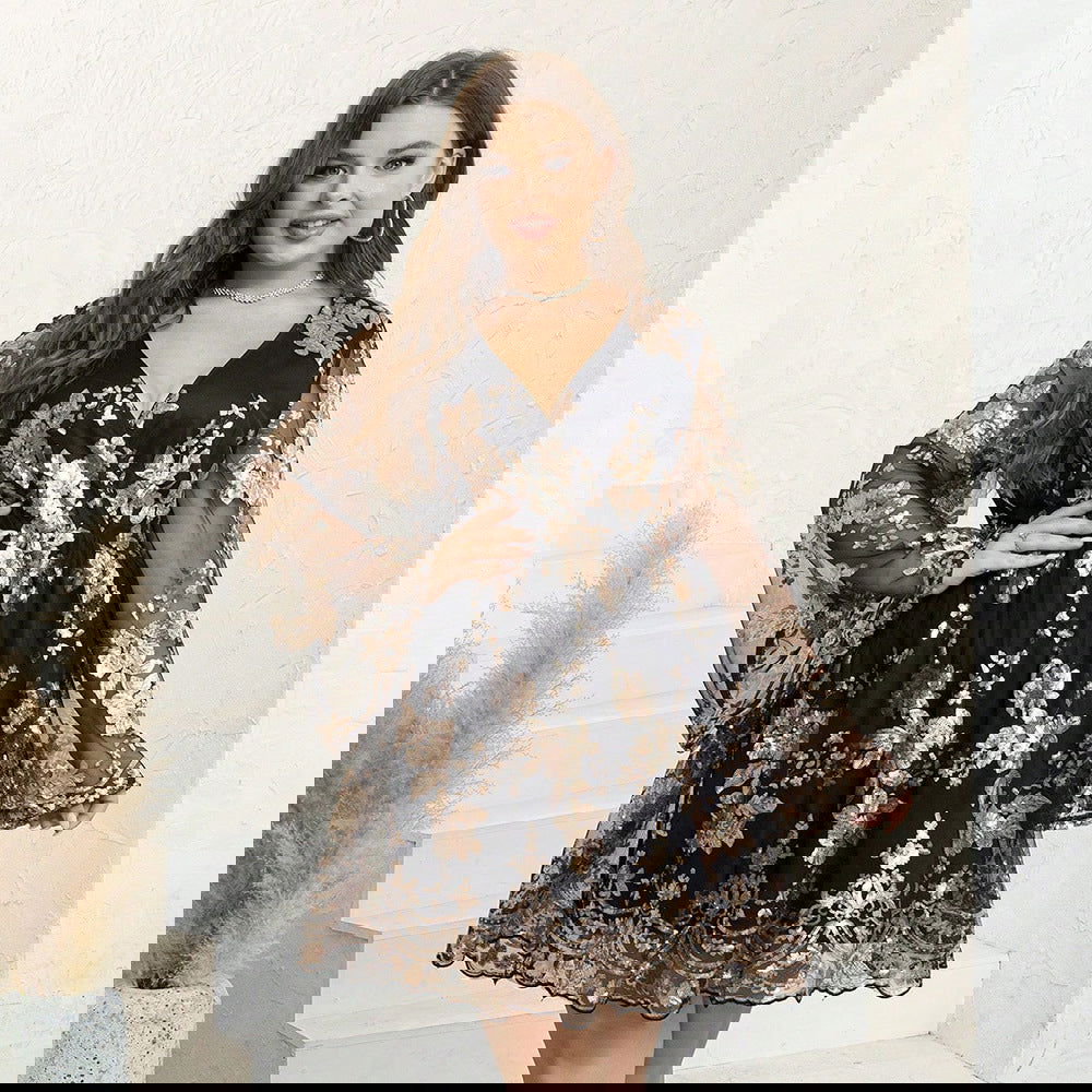 plus Size Dress V neck Embroidery Party Cocktail Evening Dress