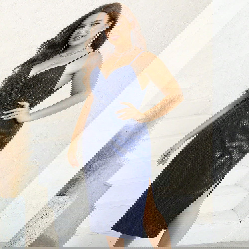 plus Size Graceful Sling Party Sequined Dress